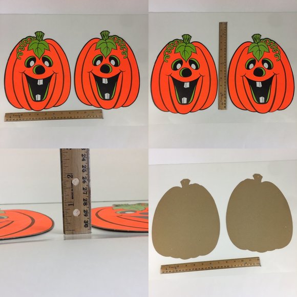 Vtg Beistle Co Paper Turkey 13 inch w Unbranded Paper Pumpkins Neon Orange READ - Picture 4 of 10